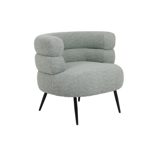 Аrmchair Foleja boucle fabric in light green color with black metal legs 76x75x72cm DIOMMI 110-000092