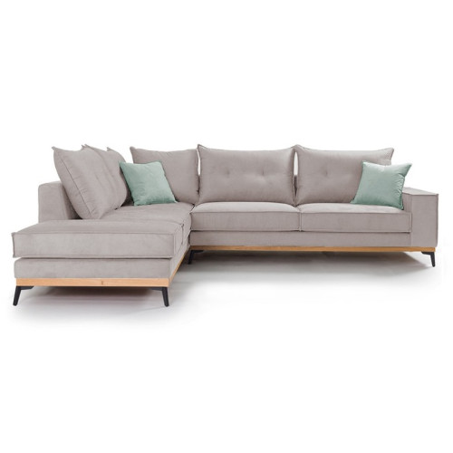 Corner sofa 290x235x95 Luxury II damask ivory/light green DIOMMI 168-000014