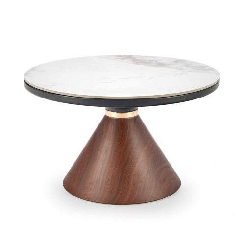 Coffee table GENESIS with a white ceramic top with a marble effect and a walnut-colored metal frame 70x43x70 DIOMMI V-CH-GENESIS-LAW