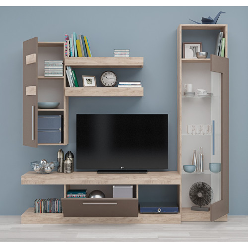 TV Bar Alania elegant oak/dark cappuccino 190x40x190 DIOMMI 33-054