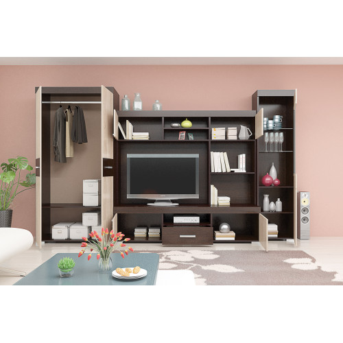 TV Bar Madeira oak sonoma/wenge 270x53x193 DIOMMI 33-047