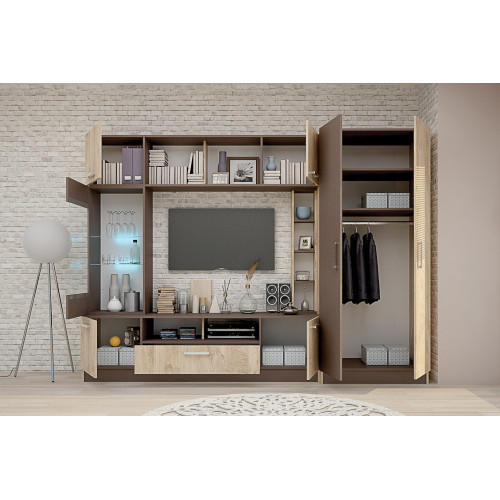 TV Bar Opal 2 oak elegance/dark cappuccino 260x52x190 DIOMMI 33-048