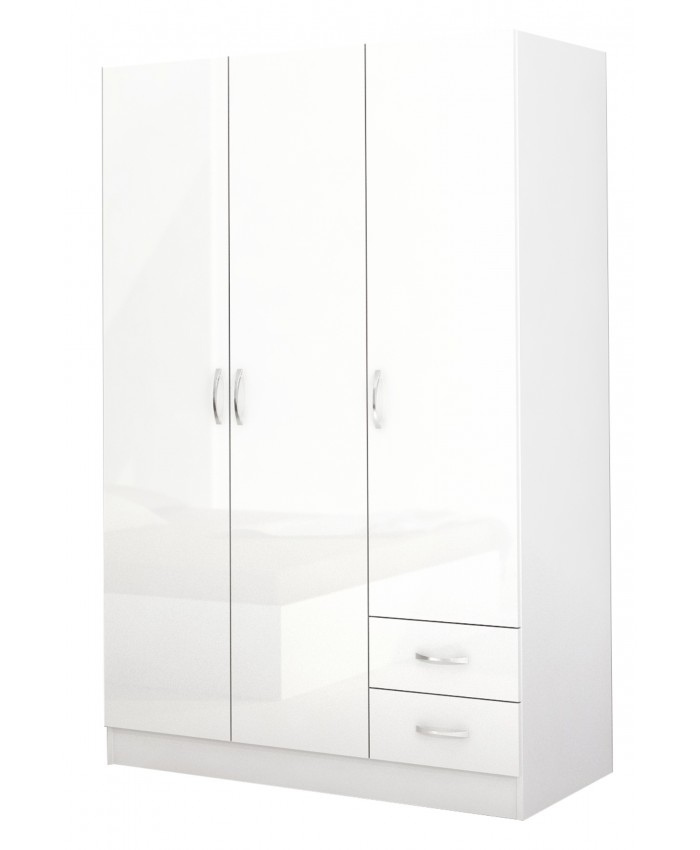 3 Door wardrobe APOLO 2 White gloss 120x52x181 DIOMMI 33-010