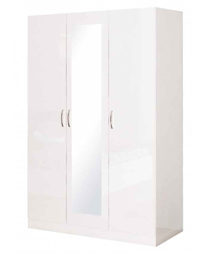 3 Door wardrobe with mirror APOLO 3 White gloss 120x52x181 DIOMMI 33-013