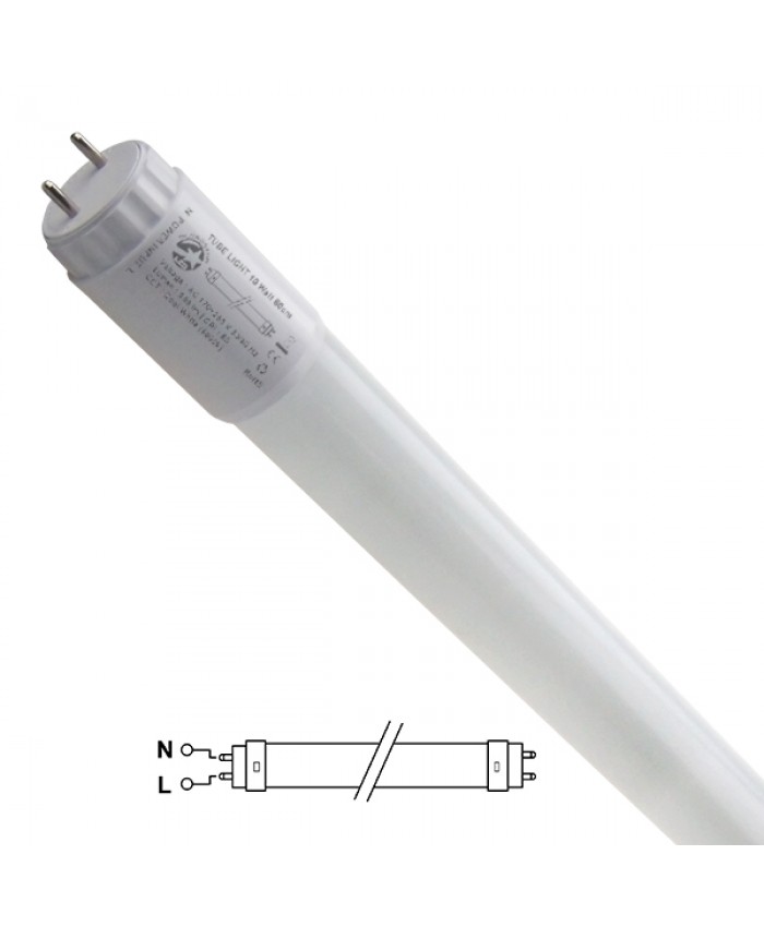 Λάμπα LED Τύπου Φθορίου T8 Γυάλινη Τροφοδοσίας Ενός Άκρου 60cm 10W 230V 1000lm 320° Ψυχρό Λευκό Diommi 32670