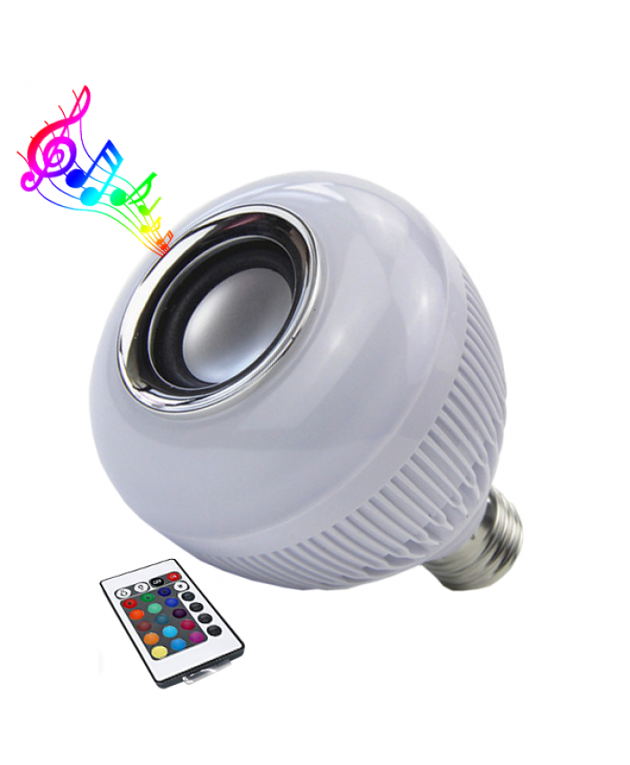 Λάμπα LED E27 12W 230V 1080lm 260° Bluetooth με Ηχείο και Ασύρματο Χειριστήριο RGBW Diommi 06631