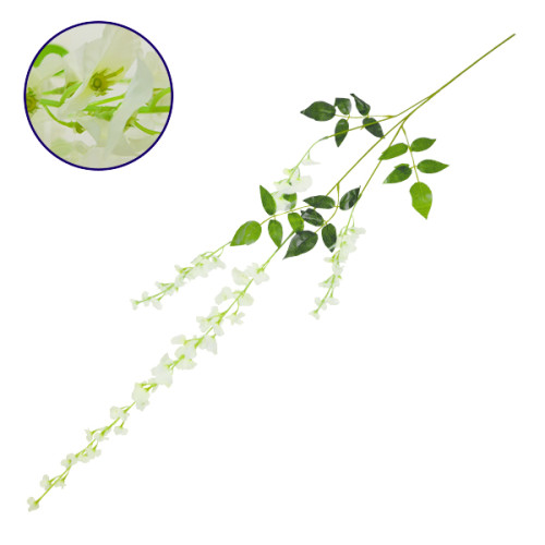 Τεχνητό Κρεμαστό Φυτό Διακοσμητική Γιρλάντα Μήκους 1.1 μέτρων με 3 X Κλαδιά Βιστέρια Λευκή Diommi 09032