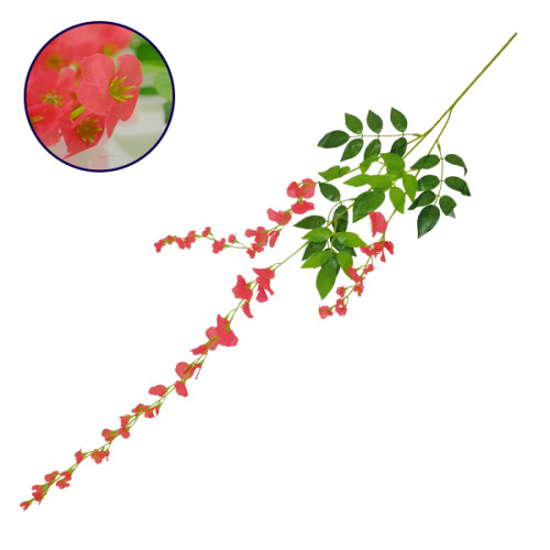 Τεχνητό Κρεμαστό Φυτό Διακοσμητική Γιρλάντα Μήκους 1.1 μέτρων με 3 X Κλαδιά Βιστέρια Κοραλί Diommi 09033