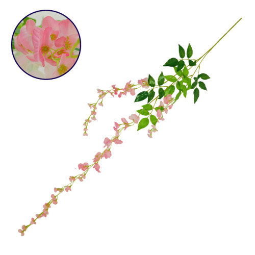 Τεχνητό Κρεμαστό Φυτό Διακοσμητική Γιρλάντα Μήκους 1.1 μέτρων με 3 X Κλαδιά Βιστέρια Ροζ Diommi 09034