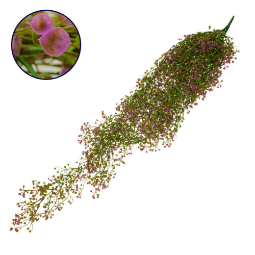 Τεχνητό Κρεμαστό Φυτό Διακοσμητική Γιρλάντα Μήκους 1.2 μέτρων με 15 X Κλαδιά Φύλλωμα Ρούστικ Πράσινο Μωβ Diommi 09037