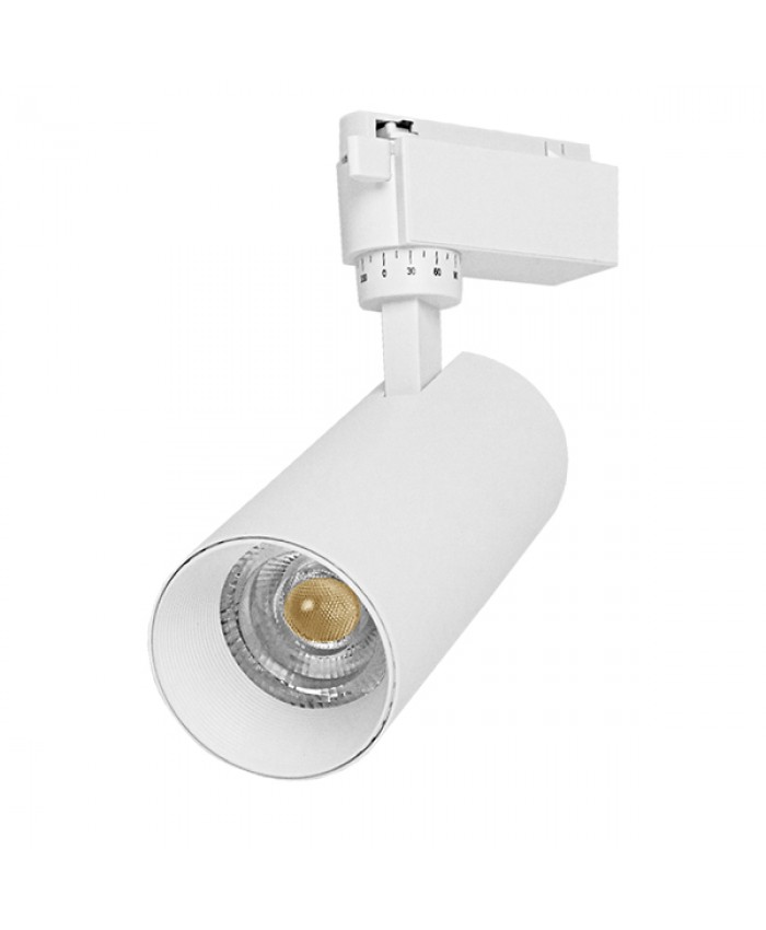 Μονοφασικό Bridgelux COB LED Λευκό Φωτιστικό Σποτ Ράγας 20W 230V 2400lm 30° Θερμό Λευκό 3000k Diommi 93099