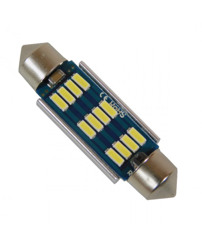 Σωληνωτός LED 42mm Can Bus με 12 SMD 4014 Samsung Chip 24 Volt Ψυχρό Λευκό Diommi 50178