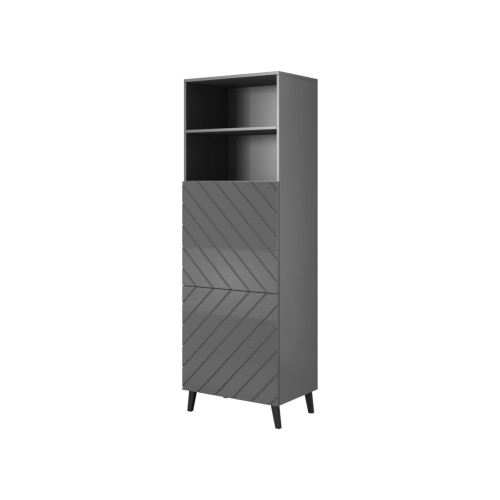CABINET 60 ABETO mat graphite/ gloss graphite DIOMMI CAMA-ABETO-WITRYNA-GRA/GRA