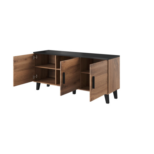 Chest of drawers LOTTA 150 3D wotan oak/ black DIOMMI CAMA-LOTTA-KOMODA-150-3D-DWO/CZ