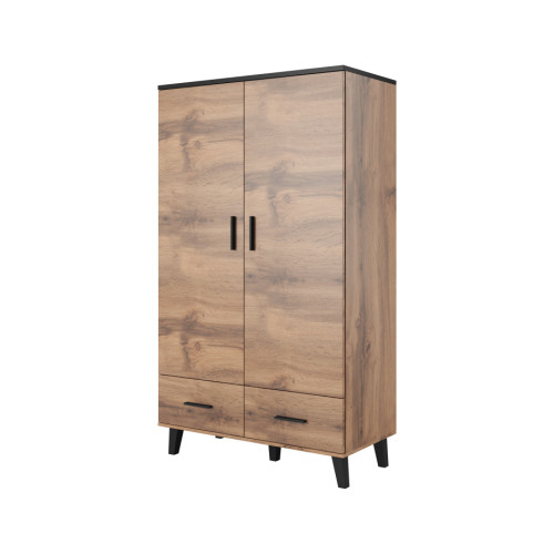 Waredrobe LOTTA  wotan oak/black DIOMMI CAMA-LOTTA-SZAFA-2D2S-DWO/CZ