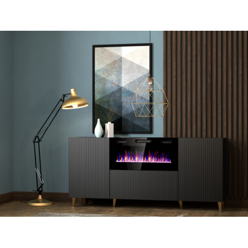 PAFOS EF TV stand 180 black/black with black legs DIOMMI CAMA-PAFOS-RTV-EF-CZ/CZ