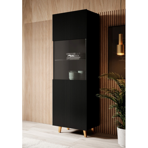 PAFOS Standing cabinet black/black DIOMMI CAMA-PAFOS-WITRYNA-CZ/CZ