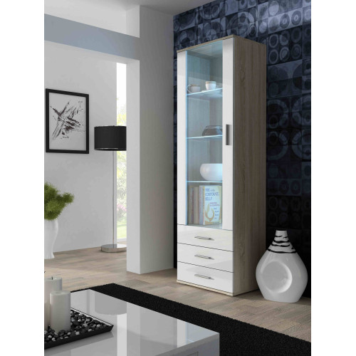 SOHO S1 sonoma oak/ white DIOMMI CAMA-SOHO-WITRYNA-WYSOKA-S1-DSO/BI