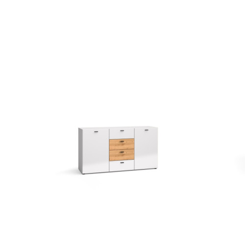 MILA chest of drawers white matt/ white matt, artisan oak DIOMMI FUR-MILA-BIAŁY/DART-KOM