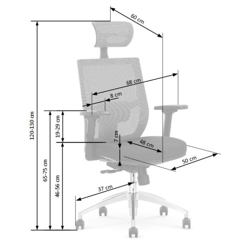 Office chair ADMIRAL black/grey 64/60/120-130/46/56 DIOMMI 60-20272