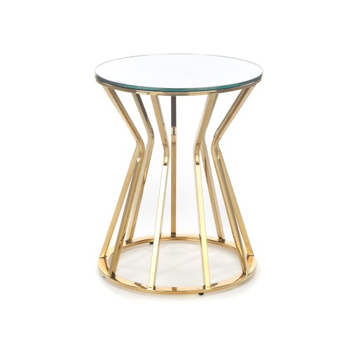 Coffee table AFINA S tempered glass top and stainless metal frame in golden color 45x50 DIOMMI V-CH-AFINA_S-LAW