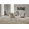 Dining table ALSTON glass top in beige and white metal frame 80x120-180x75 DIOMMI V-CH-ALSTON-ST-BEŻOWY