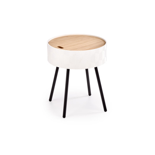 Coffee table AURA MDF and veneer top and black metal frame 38x45 DIOMMI V-CH-AURA-LAW-BIAŁY