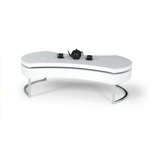 Coffee table AUREA lacquered MDF top in white color and metal frame chrome color 115x80x38 DIOMMI V-CH-AUREA-LAW