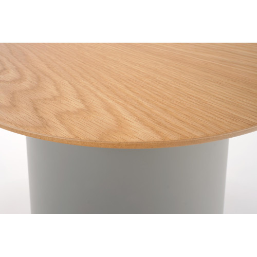 Round coffee table WZÓR with natural veneer top and gray polypropylene frame 49x43 DIOMMI V-CH-AZZURA-S-LAW-POPIELATY