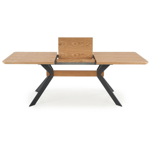 Extendable dining table BACARDI with MDF top and oak veneer and black metal frame 90x(160-220)x76 DIOMMI V-CH-BACARDI-ST