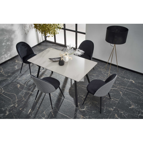 Extendable dining table BALROG 2  with light gray lacquered MDF top and black metal frame 80x140-180x77 DIOMMI V-CH-BALROG_2-ST