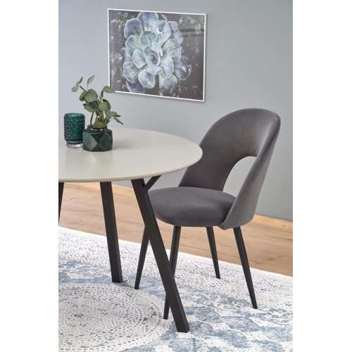 Round kitchen table BALROG with light gray lacquered mdf top and black metal frame 100x74x100 DIOMMI V-CH-BALROG_OKRAGLY-ST