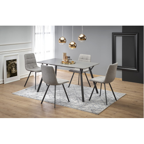 Dining table BALROG  with light gray lacquered mdf top and black metal frame 80x140x74 DIOMMI V-CH-BALROG-ST