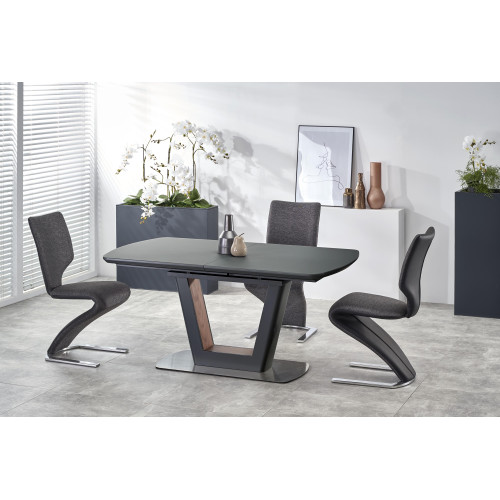 Extendable dining table BILOTTI  with top and MDF frame in matt anthracite color 90x(160-220)x76 DIOMMI V-CH-BILOTTI-ST-ANTRACYT