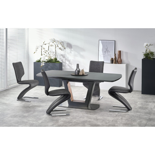 Extendable dining table BILOTTI  with top and MDF frame in matt anthracite color 90x(160-220)x76 DIOMMI V-CH-BILOTTI-ST-ANTRACYT