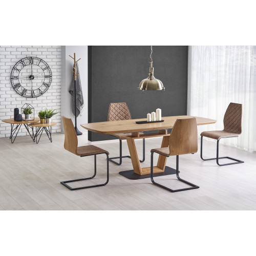 Extendable dining table BLACKY with MDF top and MDF frame in golden oak color 160-220x90x76 DIOMMI V-CH-BLACKY-ST