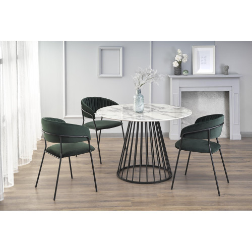 BRODWAY table, color: top - white marble, legs - black DIOMMI V-CH-BRODWAY-ST