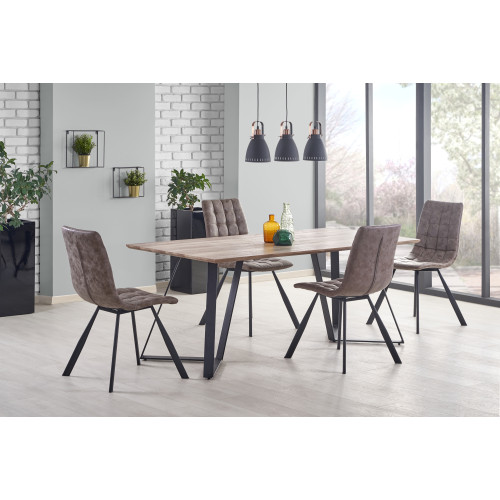 Dining table CALGARY with MDF top and walnut veneer and black metal frame 90x180x76 DIOMMI V-CH-CALGARY-ST