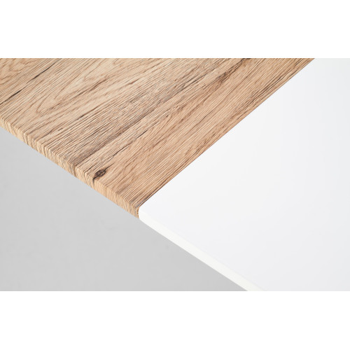 Extendable dining table CALIBER with white MDF top and oak metal frame 90x(160-200)x76 DIOMMI V-CH-CALIBER-ST