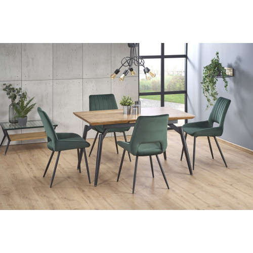 Extending table CAMBELL metal and mdf 140-180x80x74 cm natural oak and black DIOMMI V-CH-CAMBELL-ST