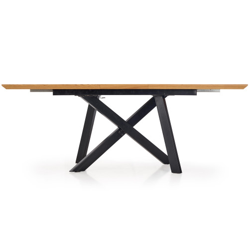 Extendable dining table CAPITAL metal and MDF 160-200x90x76 cm golden oak and black DIOMMI V-CH-CAPITAL-ST-160/200