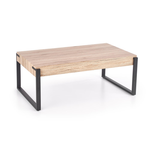Coffee table CAPRI with MDF top and oak veneer and black metal frame 64x110x42 DIOMMI V-CH-CAPRI-LAW-DĄB_SAN_REMO
