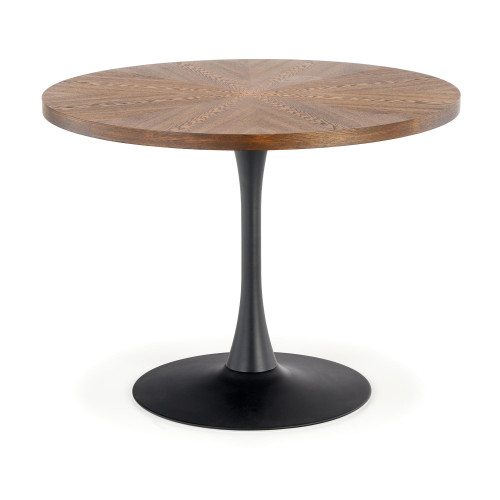 Round kitchen table CARMELO with walnut veneer top and black metal frame 75x100x100 DIOMMI V-CH-CARMELO-ST