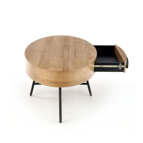 Coffee table CAROLINA with golden oak mdf top and black metal frame 120x60x41 DIOMMI V-CH-CAROLINA-LAW