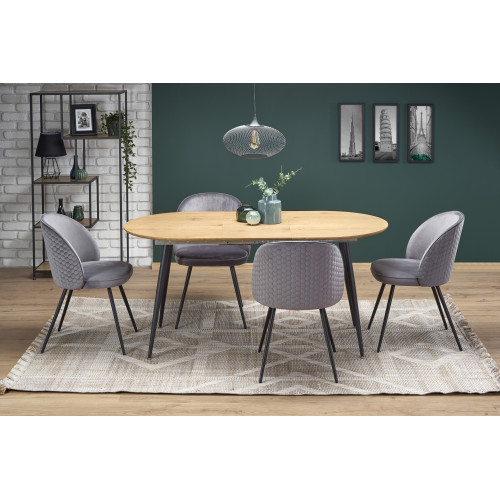 Extendable dining table COLORADO with MDF top and golden oak veneer and black metal frame 80x(120-160)x74 DIOMMI V-CH-COLORADO-ST