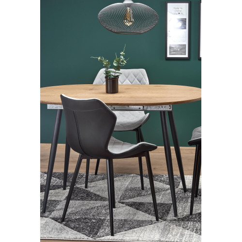 Extendable dining table COLORADO with MDF top and golden oak veneer and black metal frame 80x(120-160)x74 DIOMMI V-CH-COLORADO-ST