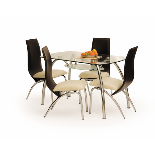 Kitchen table CORWIN BIS with transparent glass top and chrome metal frame 125x75x72 DIOMMI V-CH-CORWIN_BIS-ST