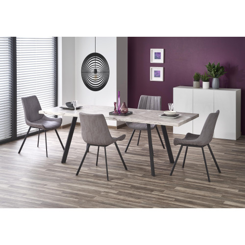 Extendable dining table DALLAS with white mdf top with marble effect and black metal frame 90x(160-220)x76 DIOMMI V-CH-DALLAS-ST