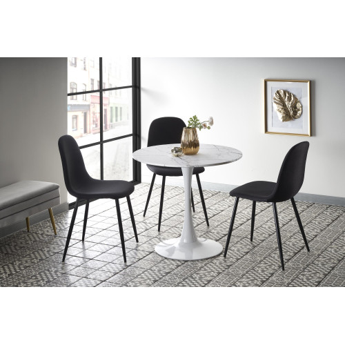 Kitchen table DENVER with MDF top in white with marble effect and white metal frame 80x73x80 DIOMMI V-CH-DENVER-ST