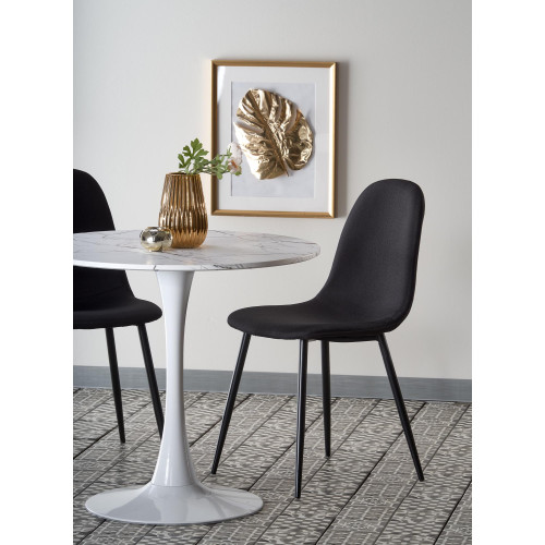 Kitchen table DENVER with MDF top in white with marble effect and white metal frame 80x73x80 DIOMMI V-CH-DENVER-ST